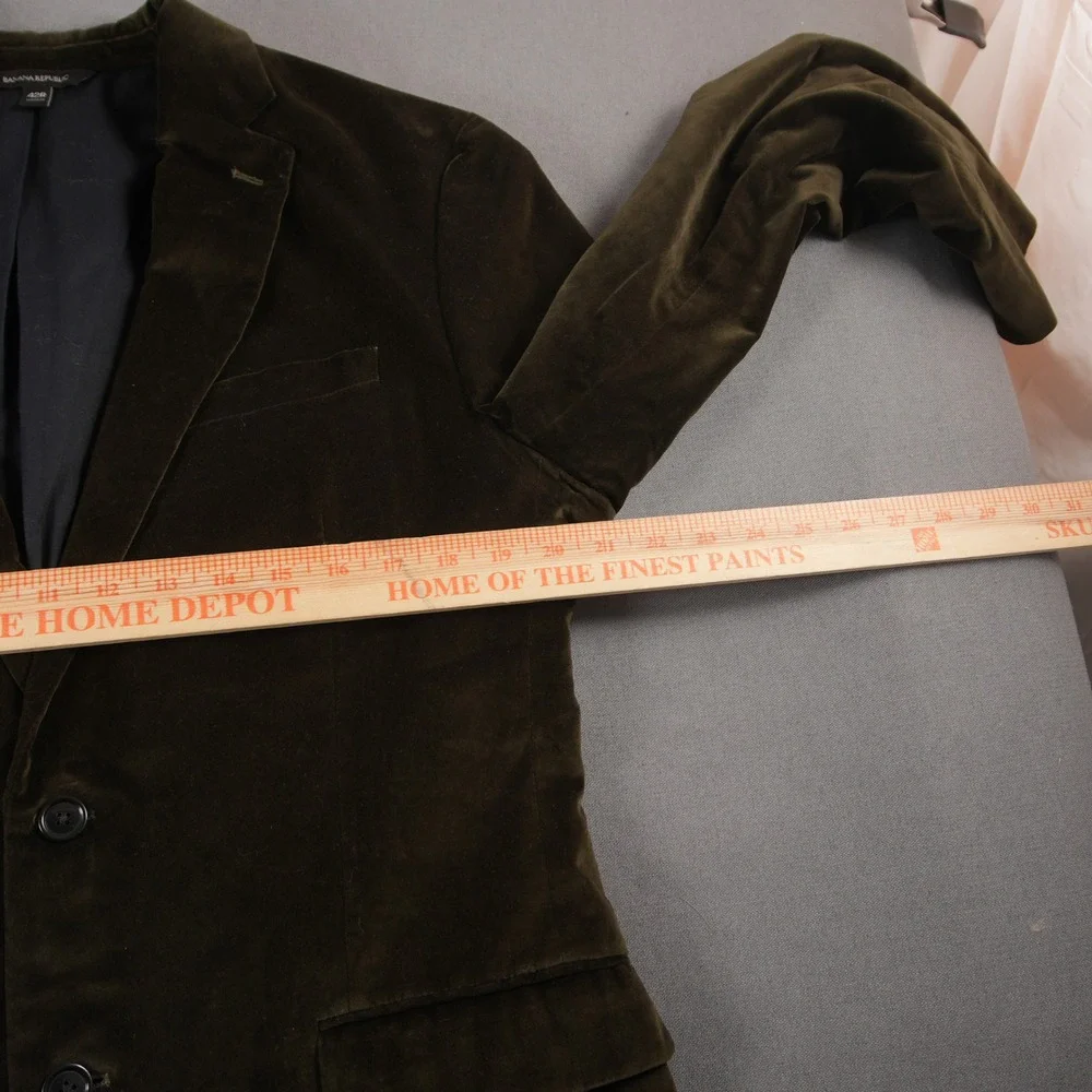 Banana Republic Profilo Italia Velvet Men Blazer Smoke Jacket 42R Green Retro